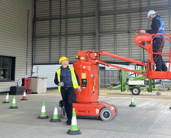 IPAF instructor showing someone on a MEWP how to do a rescue
