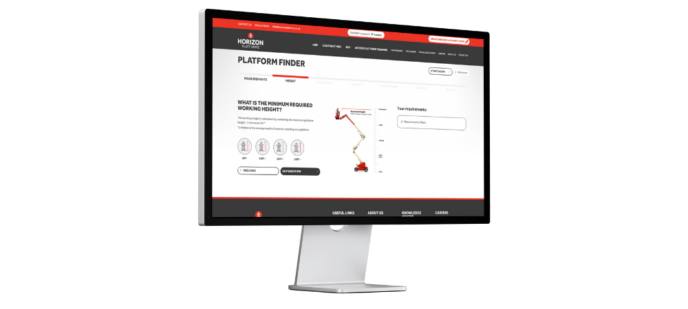 An online access platform selection tool on a computer screen