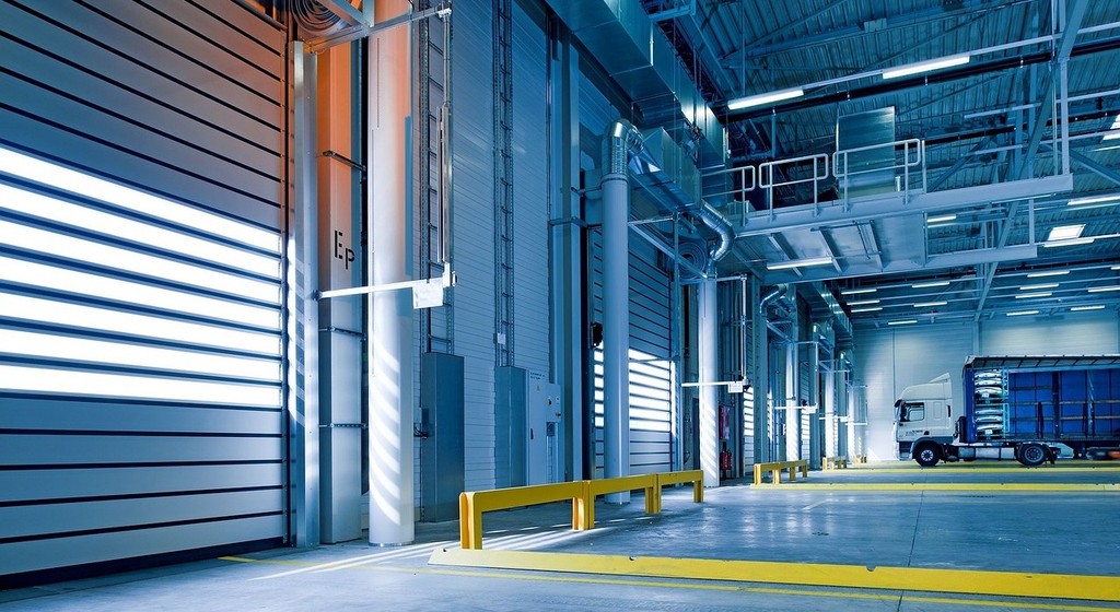 image of lorry approaching doors that have been installed using scissor lifts