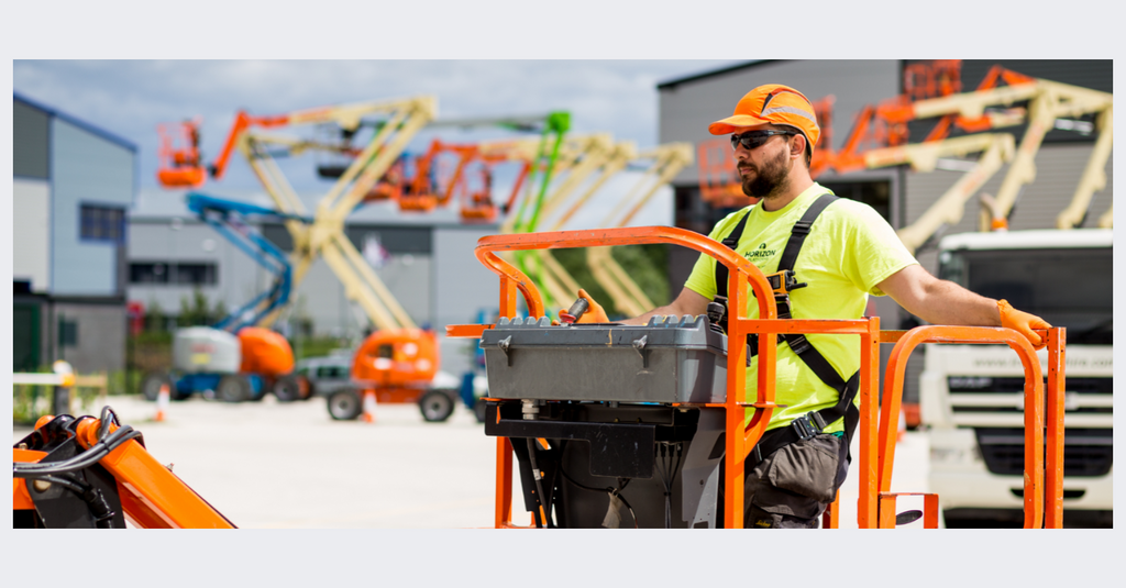 Horizon Platforms engineer operating a cherry picker